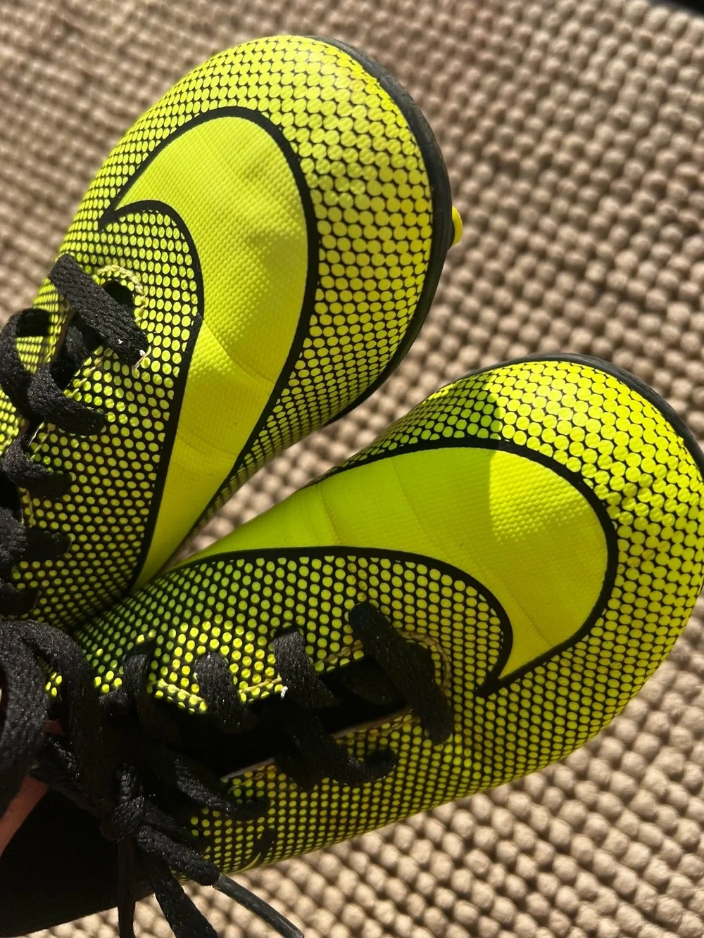 Nike Youth Soccer Cleats- black and neon yellow size 12C